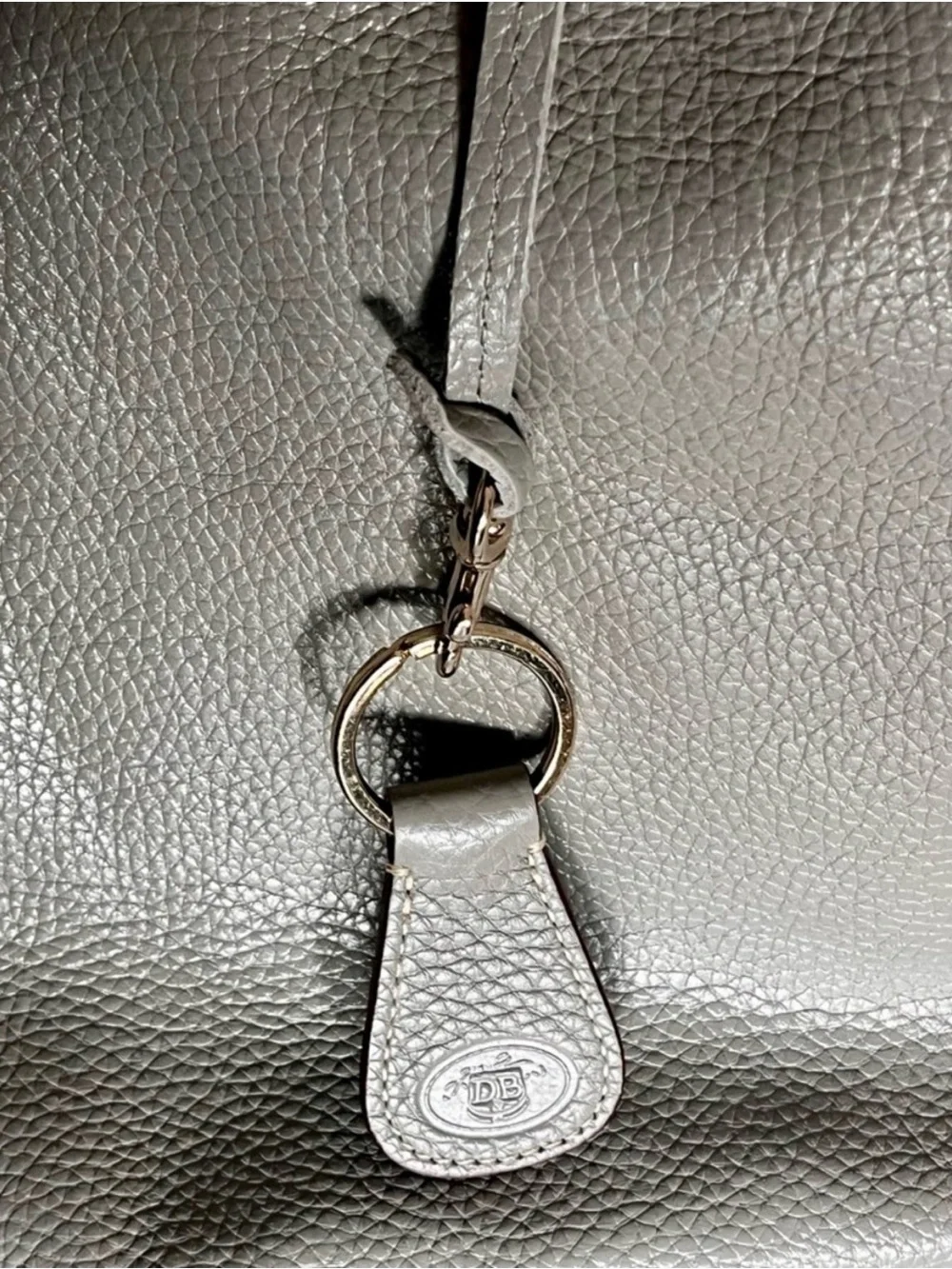 Dooney & Bourke Elephant Gray Pebble Grain Logo Lock Sac Hobo Bag Wallet Set